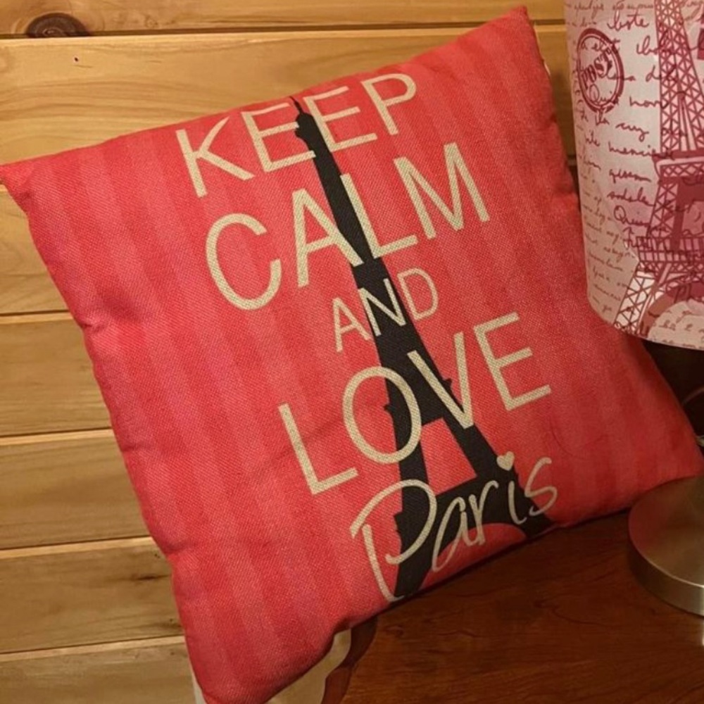Keep Calm and Love Paris Decorative Pillow - Red